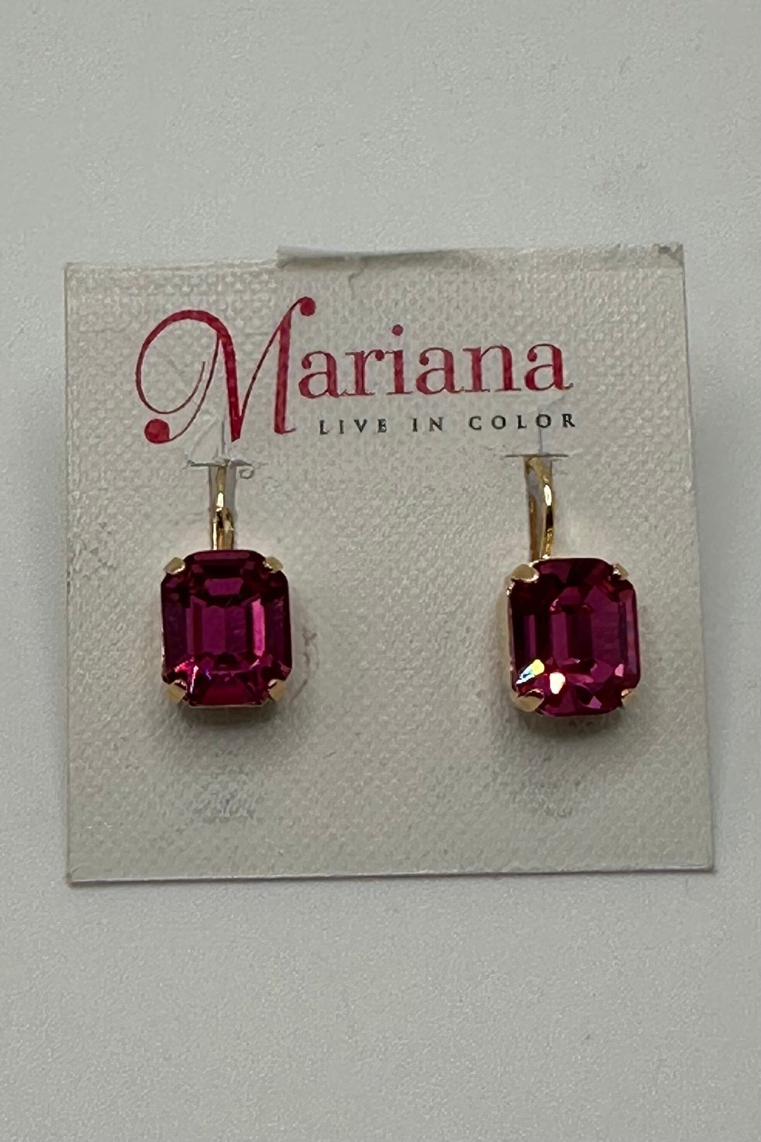 Large Emerald Leverback Earrings in "Fuscia" - Yellow Gold BETTERBRANDJEWELRY MICHALSMARIANA 