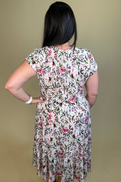 Printed Cap Sleeve Midi Dress DRESS SOUTHERN LADY 