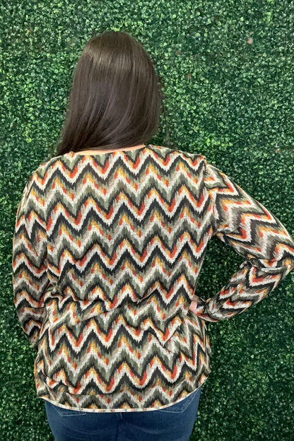 Long Sleeve Zig Zag Printed Top MISSY TOP SPECIAL KEREN HART 