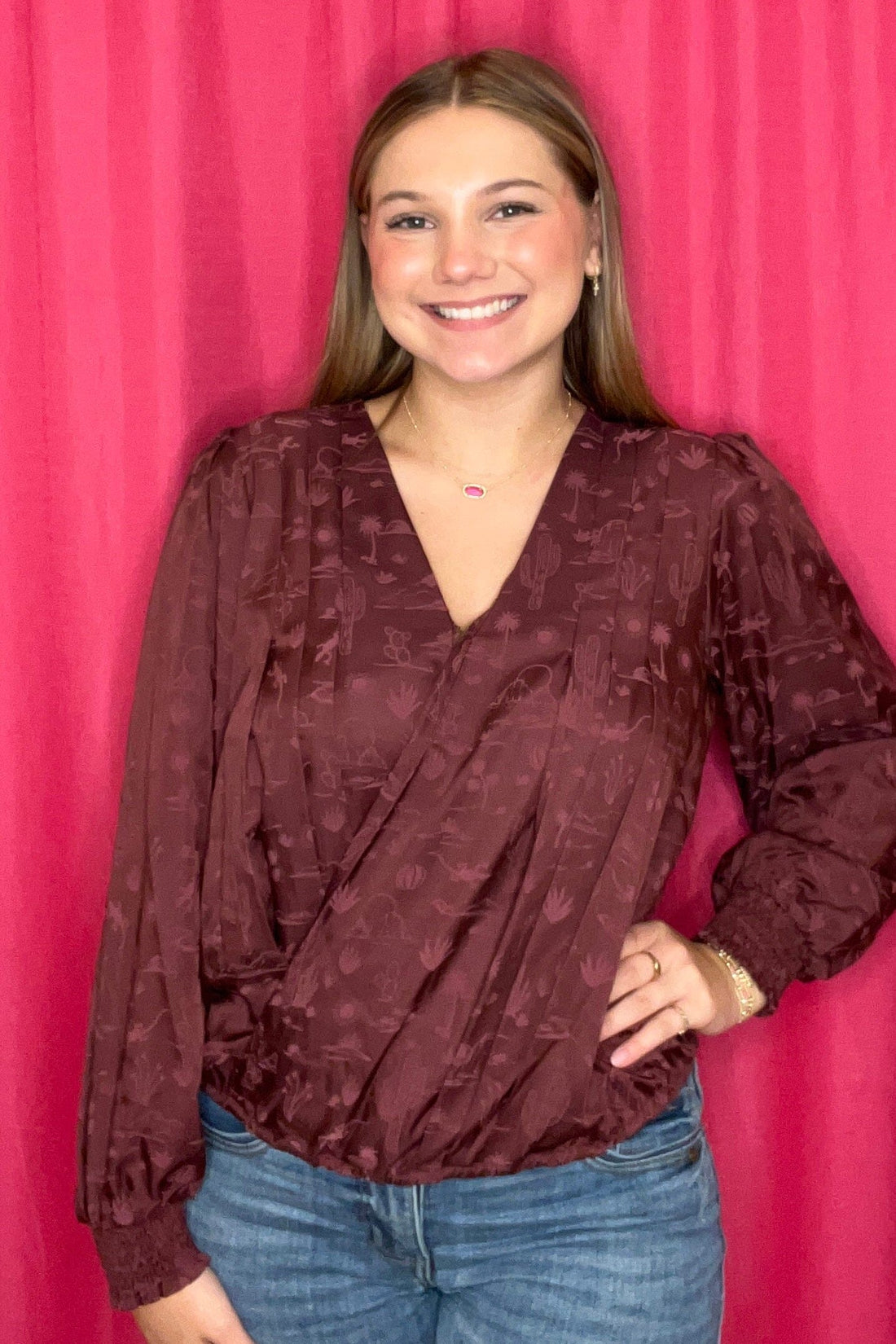 Long Sleeve Blouson w/Smock Cuff Band MISSY TOP SPECIAL DEMOCRACY