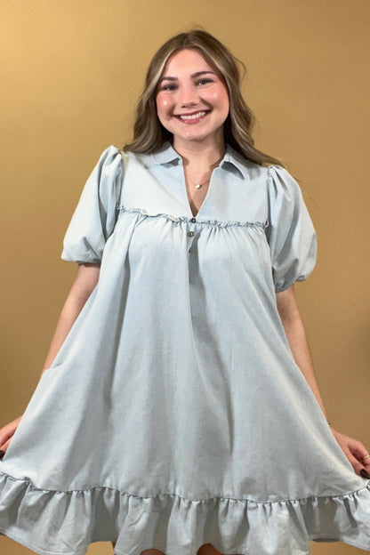 Short Puff Sleeve Mini Dress DRESS EASEL 