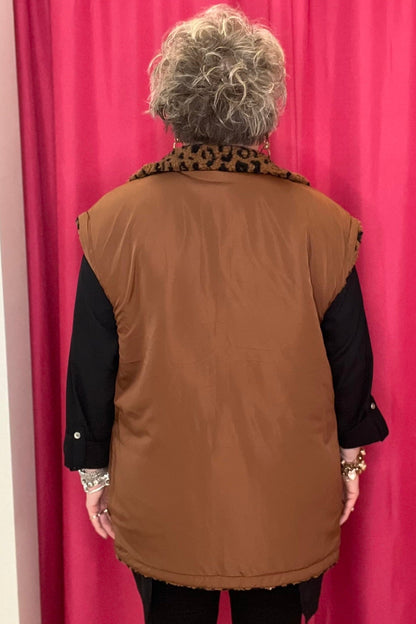Reversable Leopard Vest w/Collar OUTFIT COMPLETER SOUTHERN GRACE 
