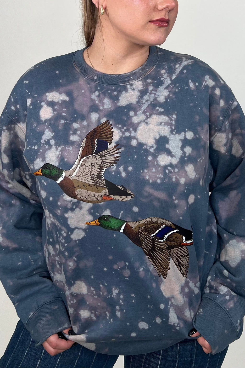 Flying Ducks Bleached Sweatshirt MISSY BASIC KNIT:~~Unassigned~~ ENVEE MEE 