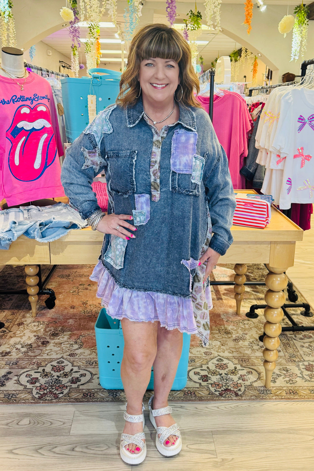 Dress w/Patchwork Detail DRESS BLUEVELVET