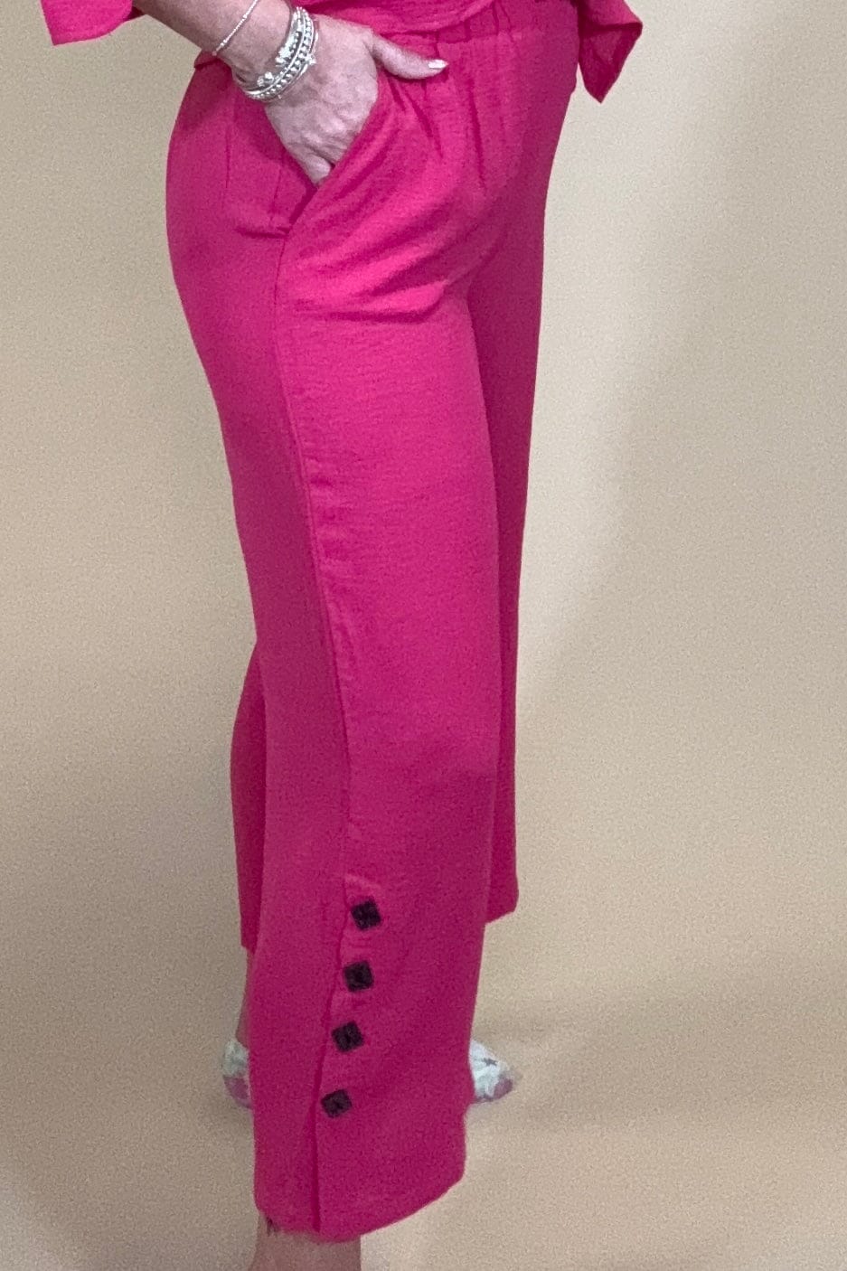 Pull On Cropped Pant w/Button Detail BOTTOMS CREATION 
