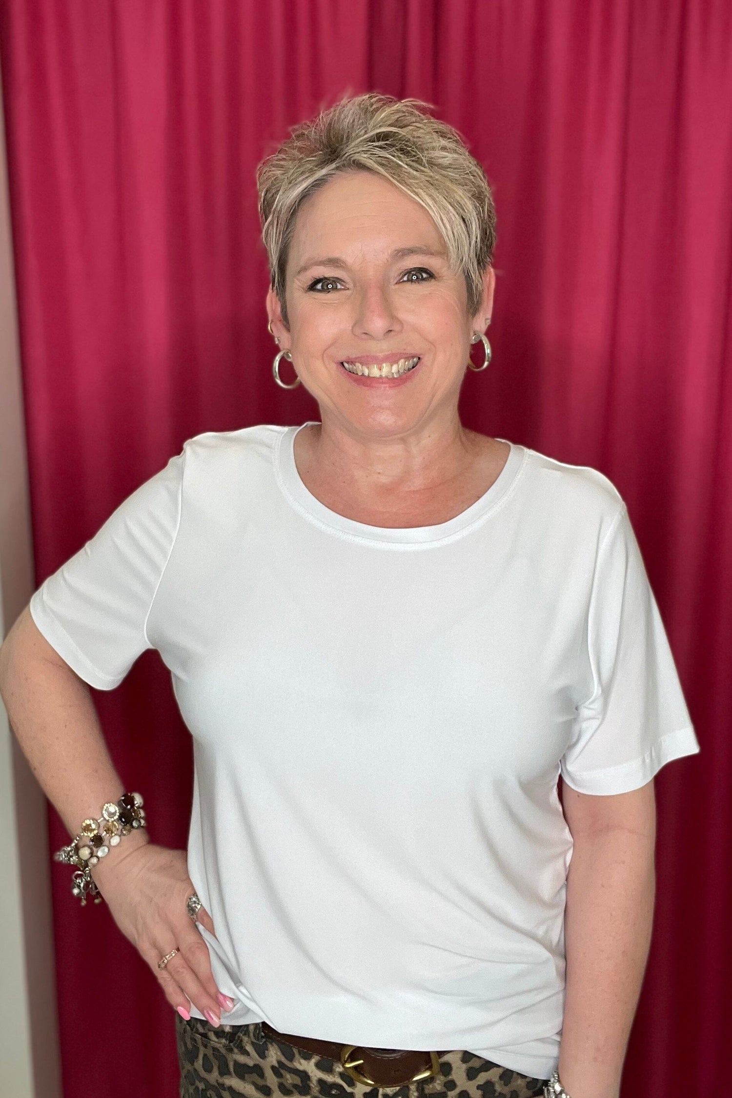 Scoop Neck Tee MISSY BASIC KNIT SOUTHERN LADY WHT S 