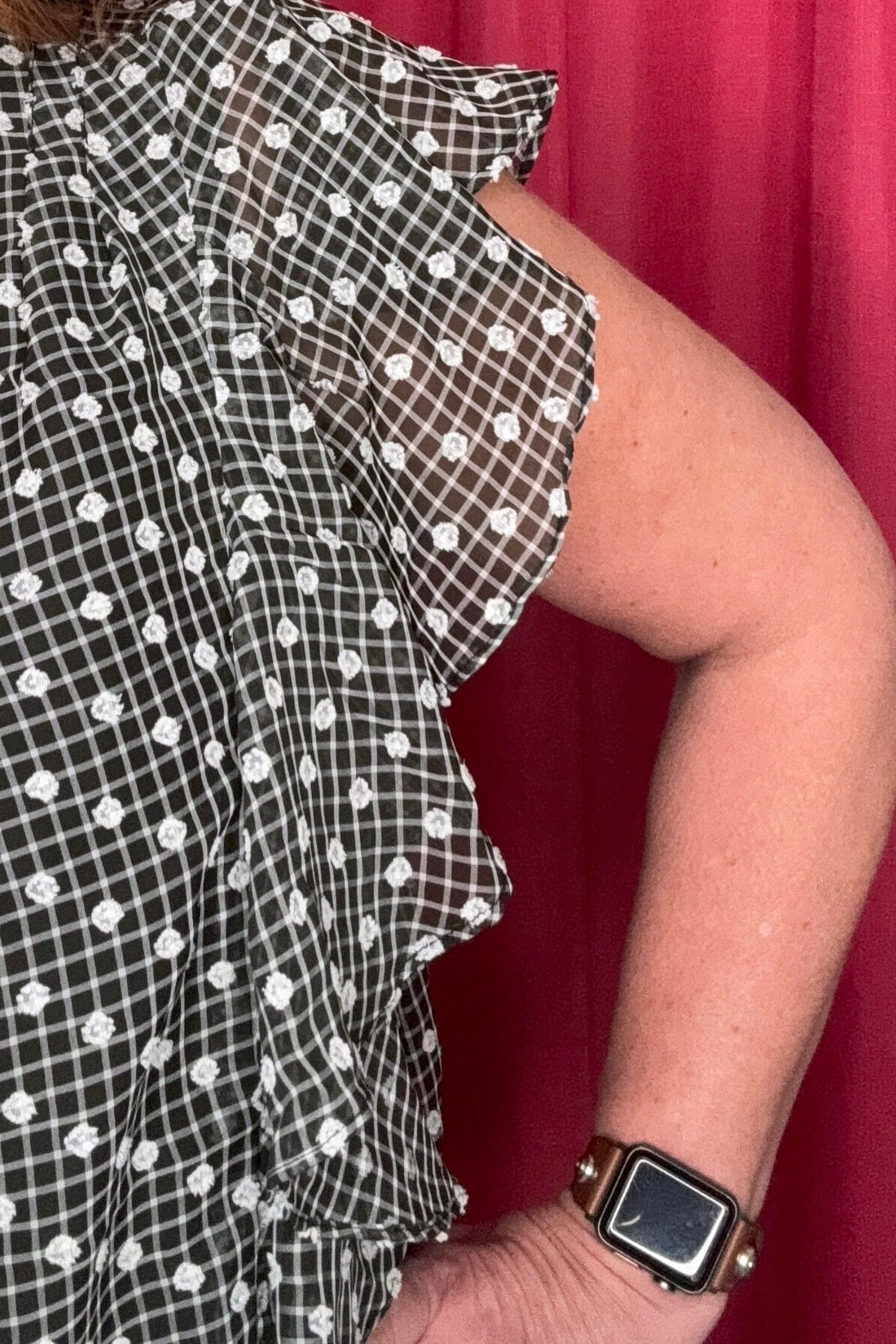 Short Ruffle Sleeve Draped Front Woven Top MISSY TOP SPECIAL LIVERPOOL 