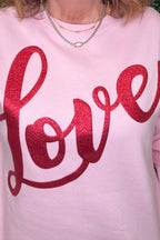 Love Glitter Puff Graphic Sweatshirt MISSY BASIC KNIT SUGAR STITCH 