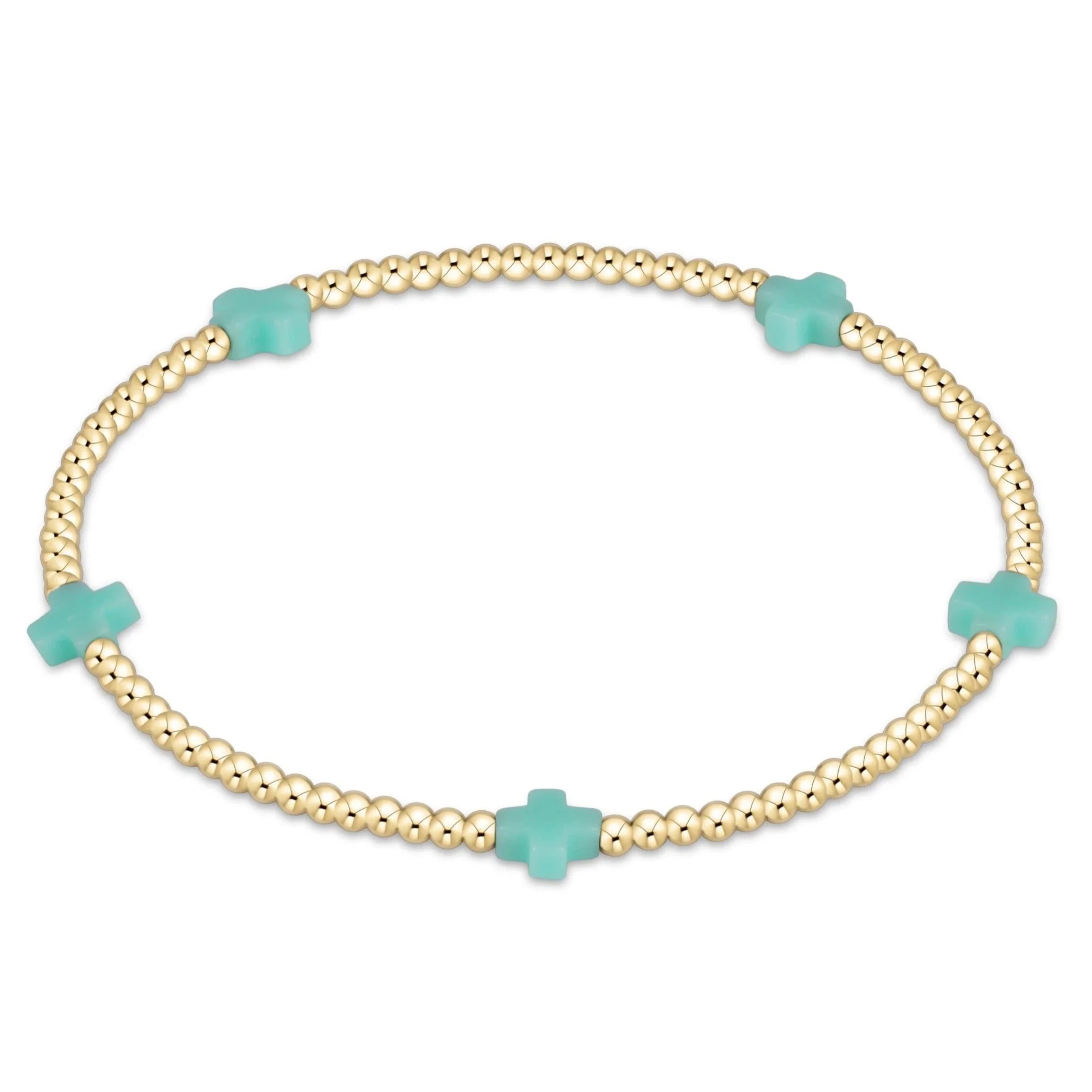 Enewton Signature Cross Gold Pattern 2mm Bead Bracelet- Mint JEWELRY ENEWTON 