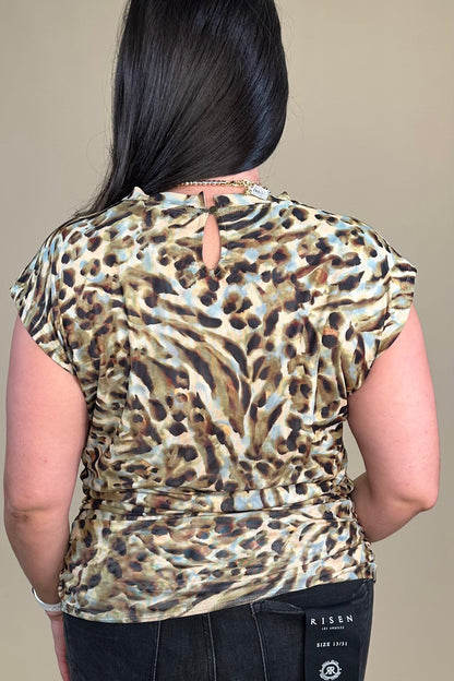 Ruched Printed Knit Top MISSY TOP SPECIAL DEMOCRACY 