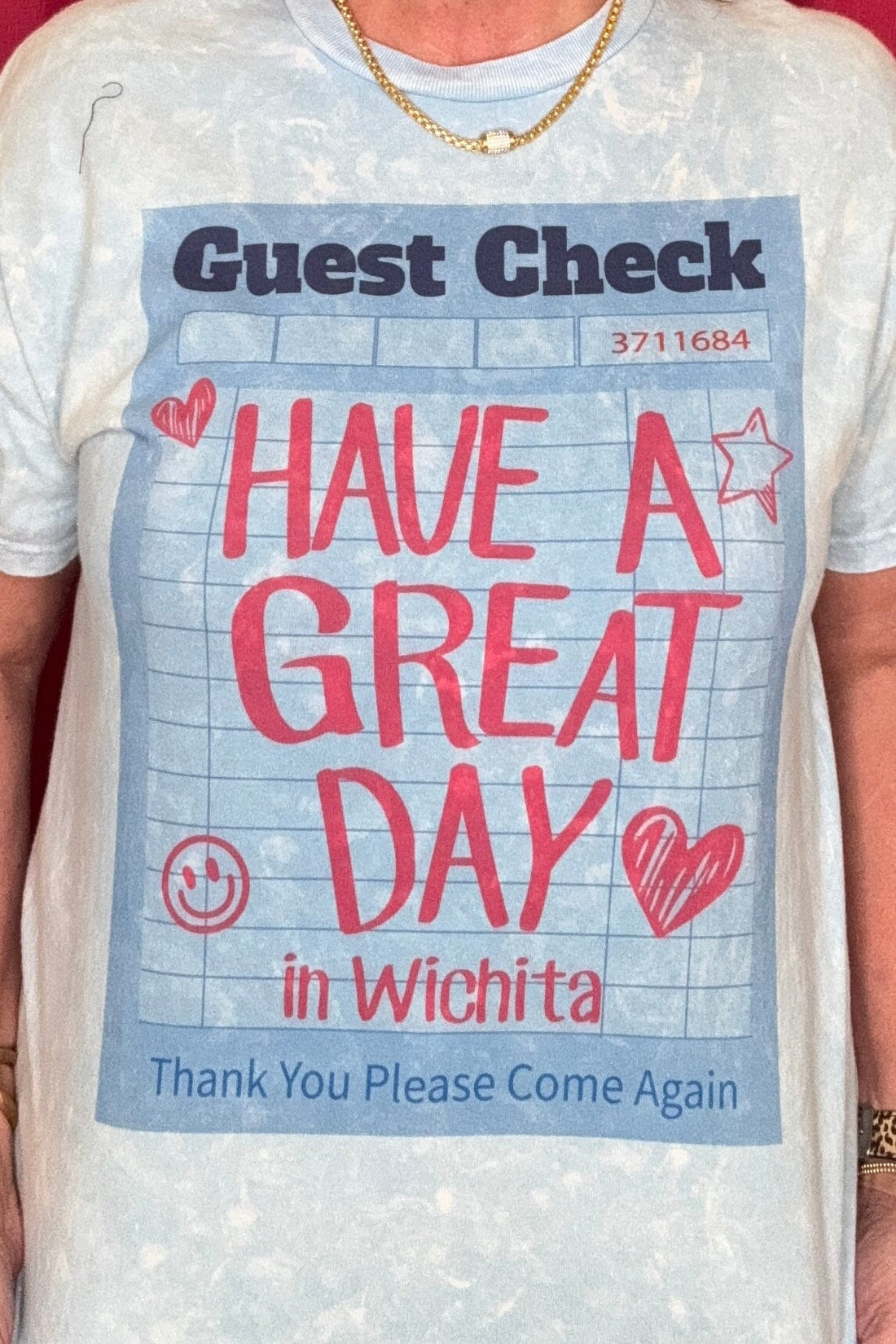 Guest Check Have A Great Day Tee MISSY BASIC KNIT SUGAR STITCH 