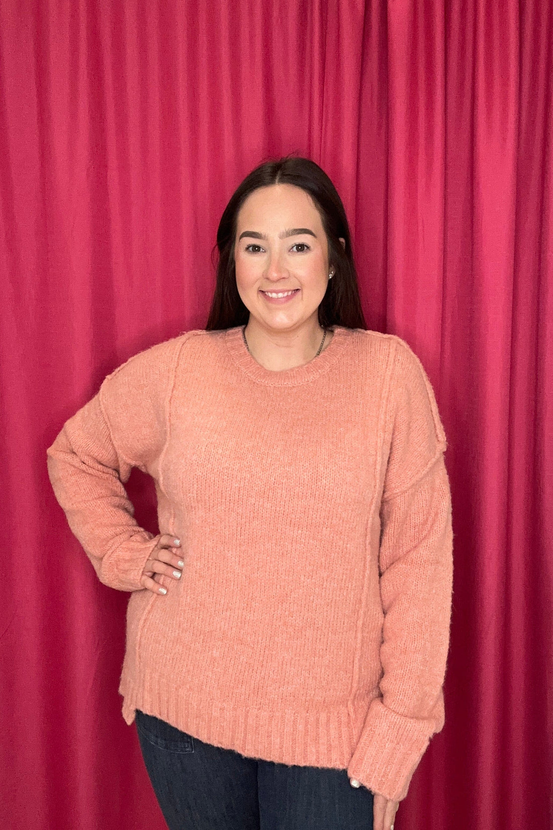 Long Sleeve Knit Sweater w/Double Seam SWEATER VERYJ