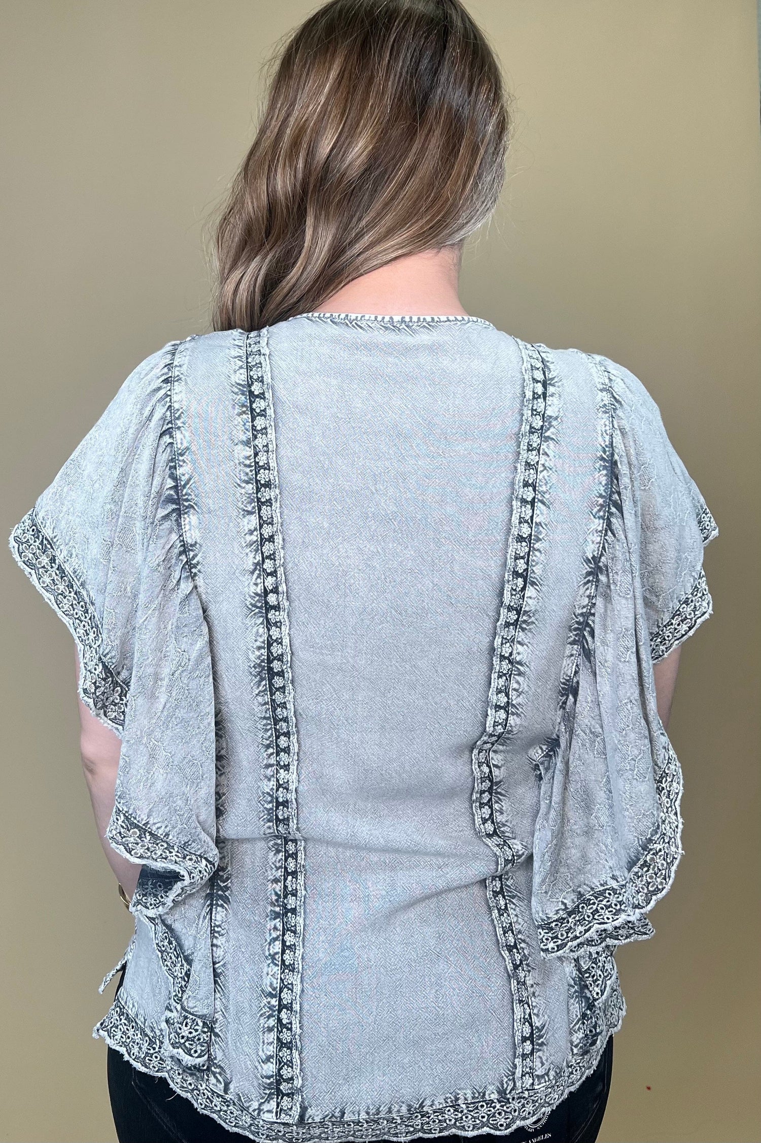 Short Sleeve Multi Textured Top w/Eyelet Hem MISSY TOP SPECIAL PARSLEY &amp; SAGE 