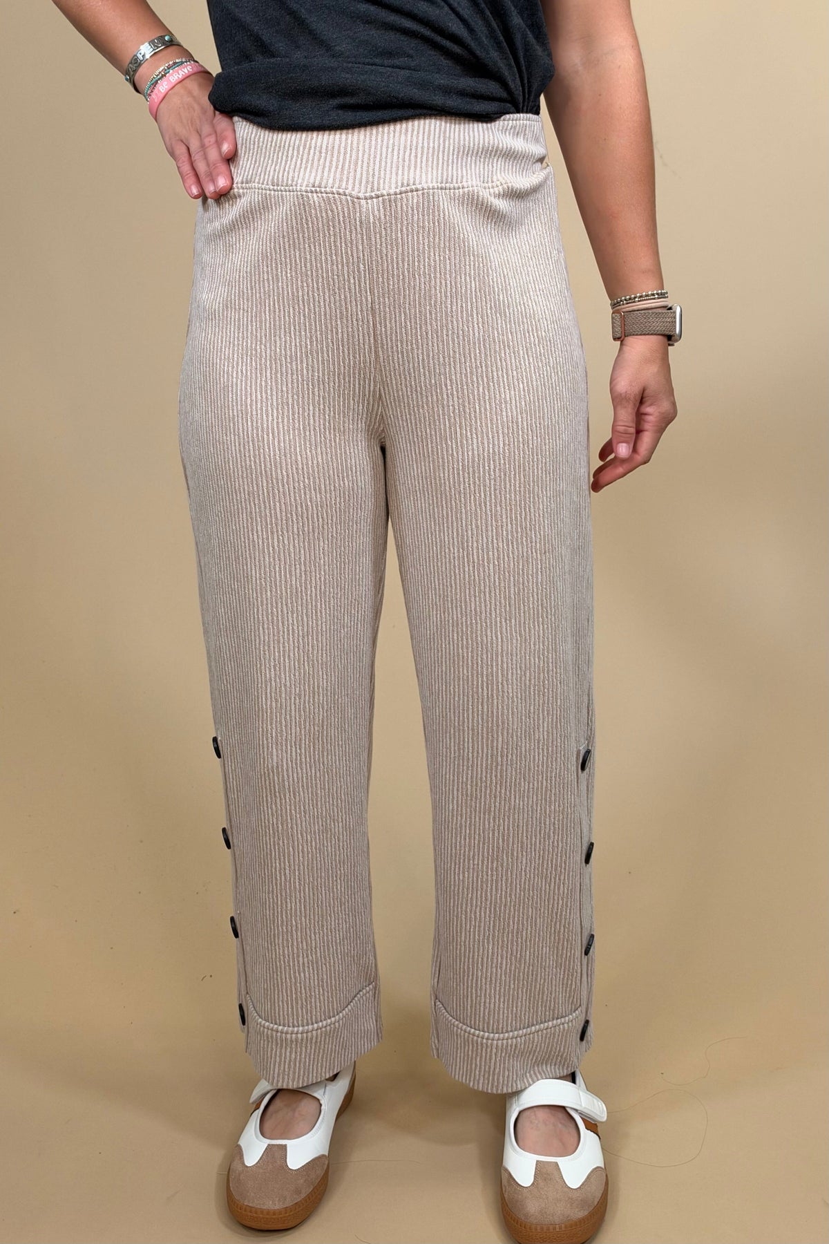 Pasadena Knit Stripe Pant - Oatmeal BOTTOMS HABITAT 