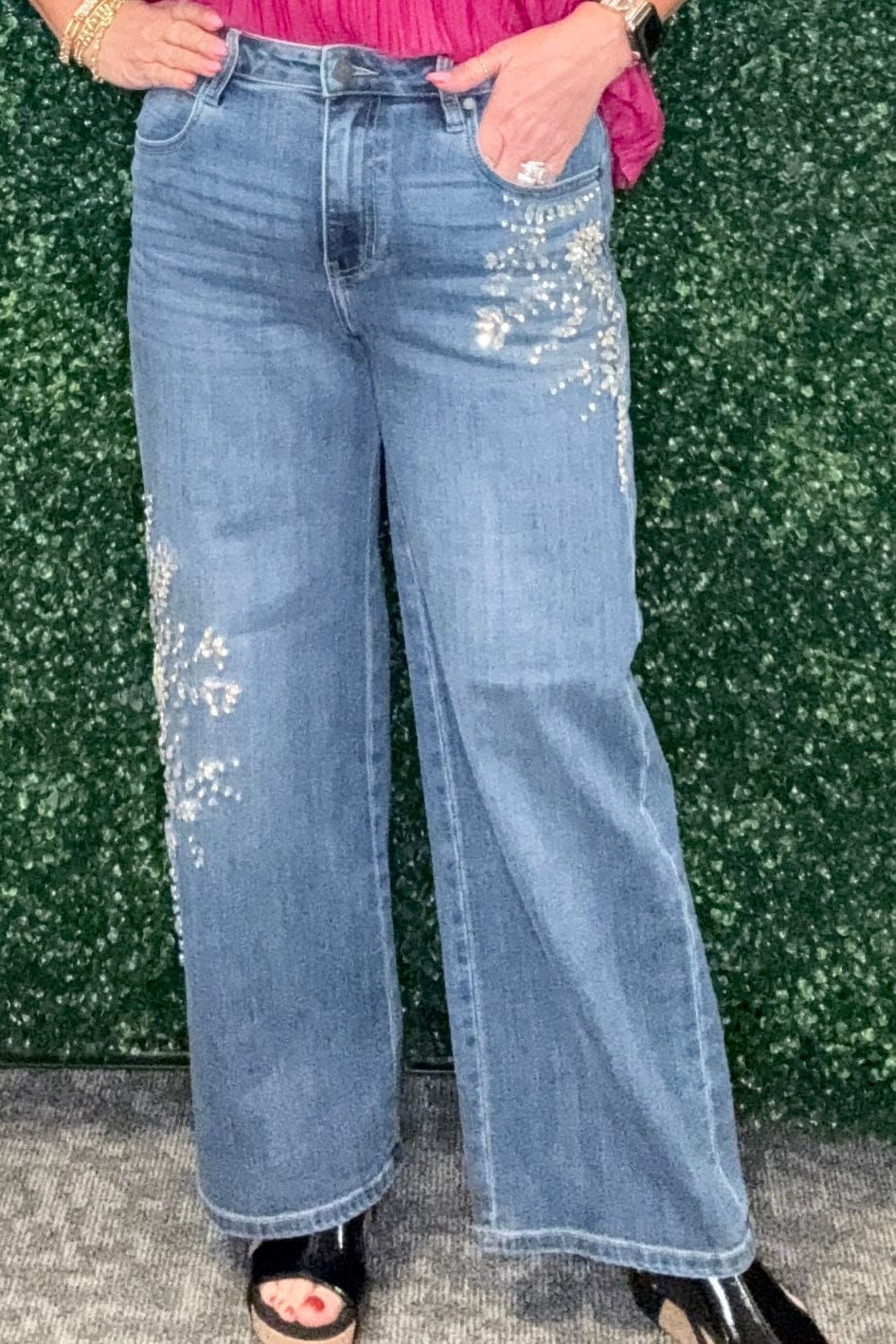 Kennedy Straight Jeans w/Rhinestones BOTTOMS LIVERPOOL