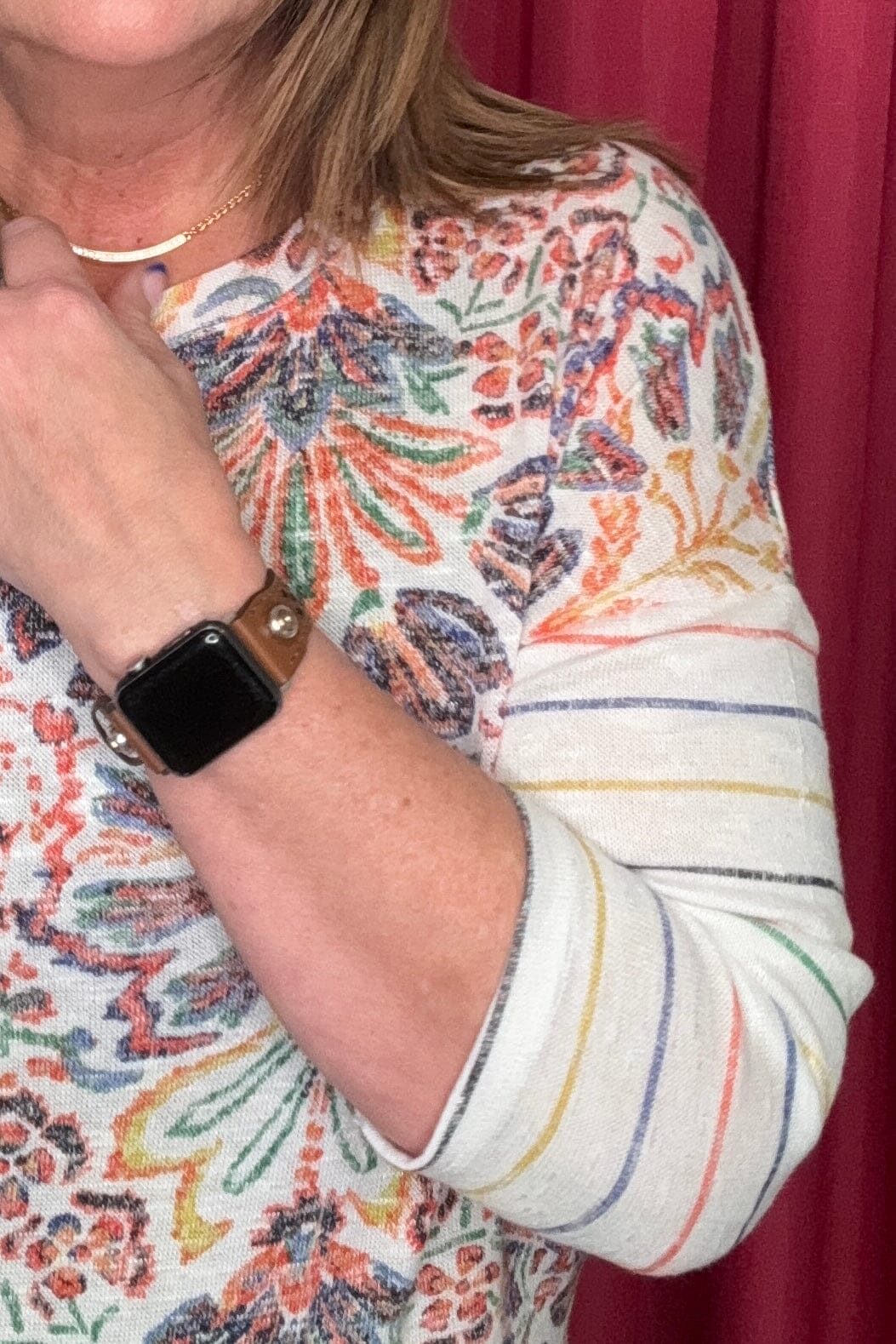 3/4 Sleeve Crew Neck Top MISSY TOP SPECIAL TRIBAL 