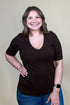 1/2 Sleeve V Neck Double Layer Knit Top MISSY BASIC KNIT LIVERPOOL 