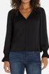 Long Sleeve Button Front Woven Top w/Smocking MISSY TOP SPECIAL LIVERPOOL 