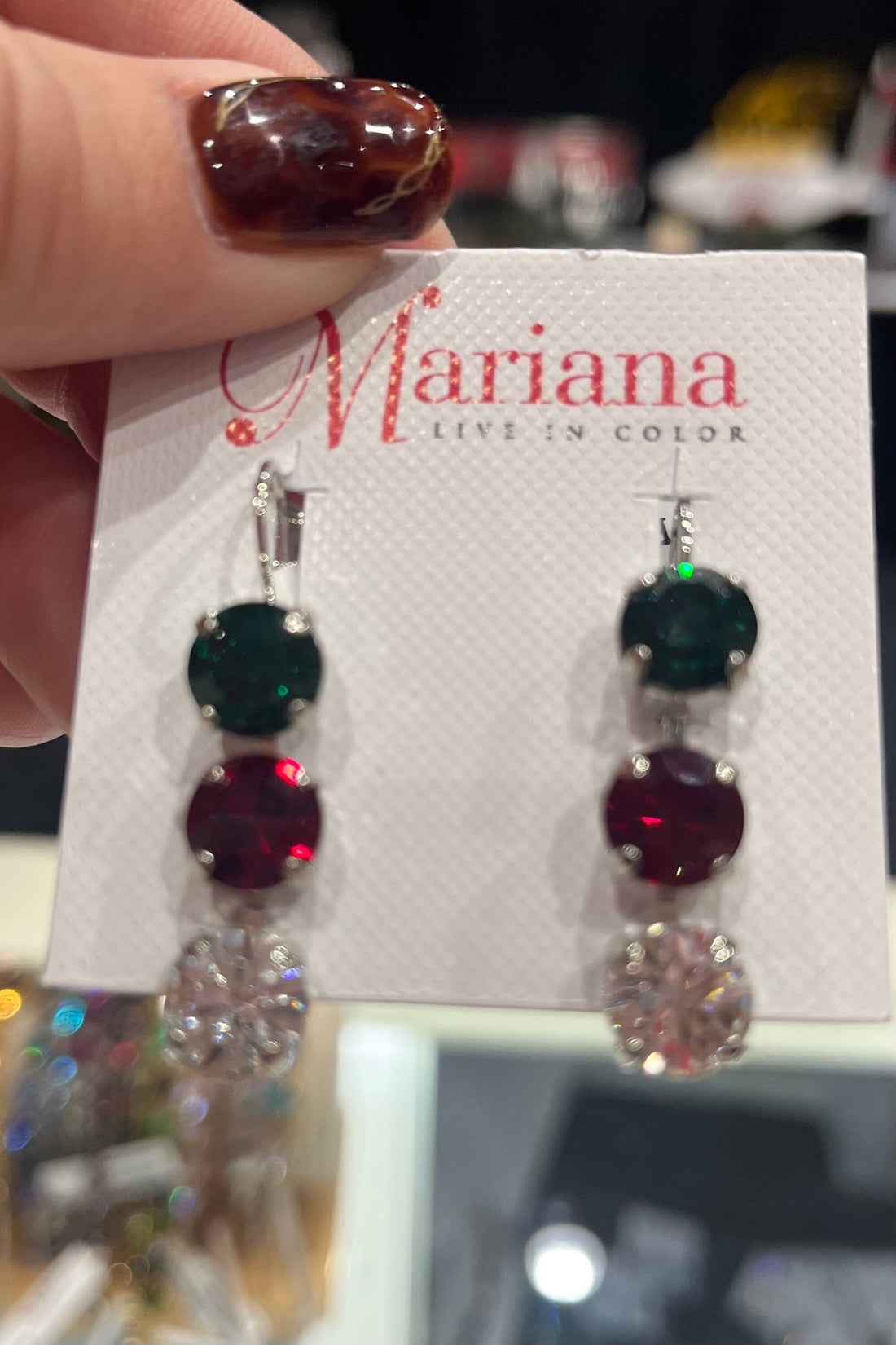 Medium Three Stone Earrings in &quot;Holly&quot; BETTERBRANDJEWELRY Mariana 