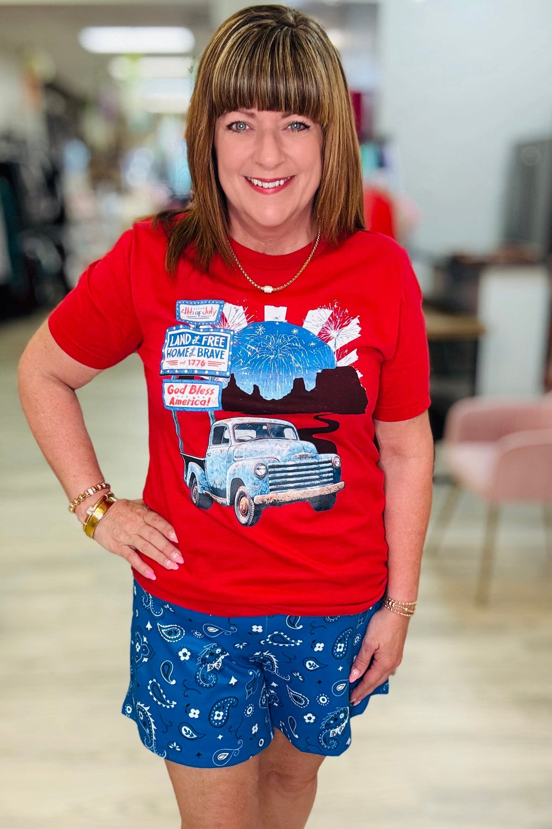 Land Of the Free T-Shirt MISSY BASIC KNIT STERLINGKREEK 