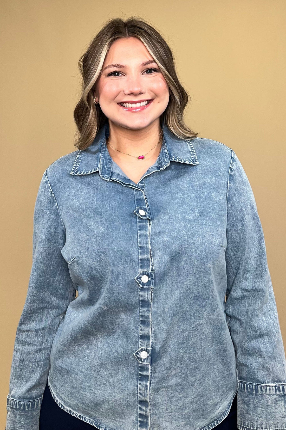 Long Sleeve Travel Shirt w/Tab Detail MISSY TOP SPECIAL HABITAT