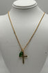 Petite Cross Pendant with Briolette in "Peridot" - Yellow Gold BETTERBRANDJEWELRY MICHALSMARIANA 
