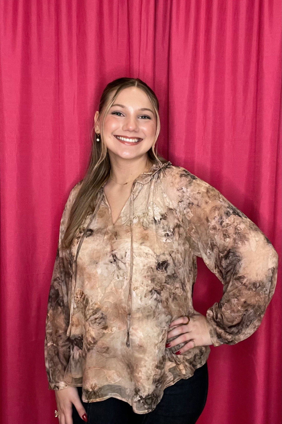 Long Sleeve Ruffle Neck w/Tie JR TOP DRESSY JODIFL