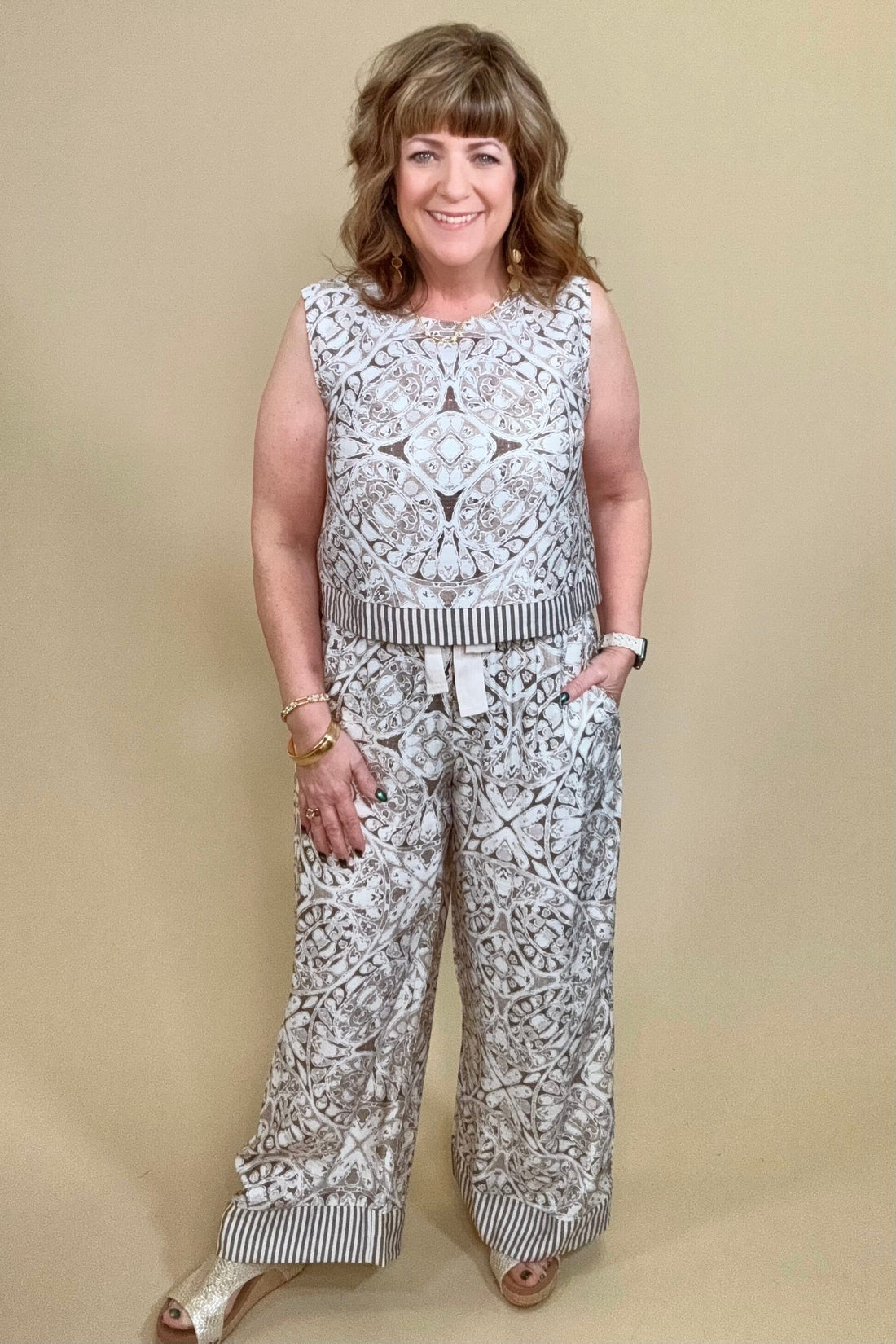 Printed Sleeveless Scoop Neck Top JR TOP DRESSY SHE&amp;SKY 