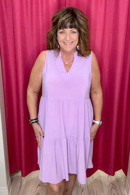 Tank Top V-Neck Tiered Dress DRESS DEAR SCARLETT 