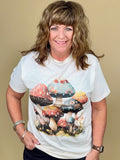 Enchanted Mushroom Patch Graphic Tee MISSY BASIC KNIT INDIGO BLUE 