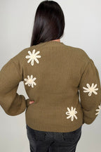 Floral Detail Rib Knit Sweater SWEATER:~~Unassigned~~ POL CLOTHING 