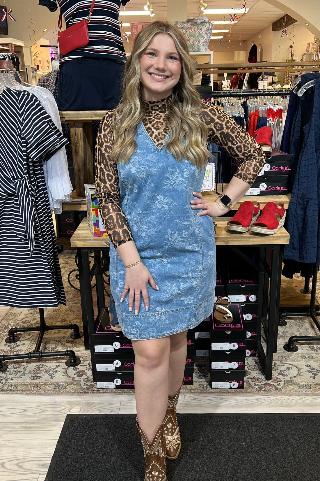 Pop Over Denim Dress w/Pockets DRESS TRIBAL