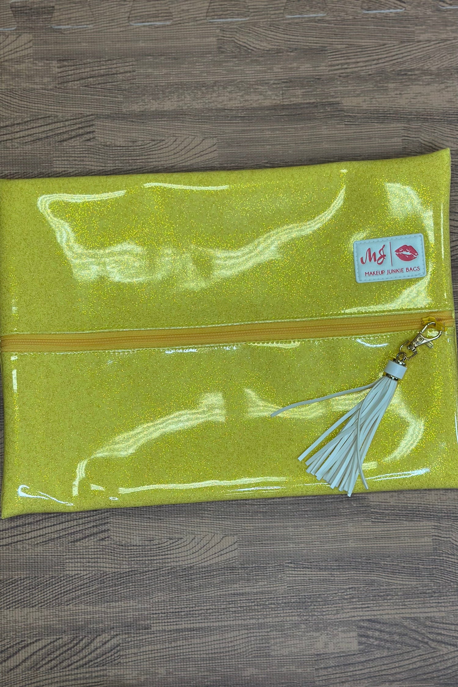 Makeup Junkie Large Yellow Glitter HANDBAGS MAKEUPJUNKIE 