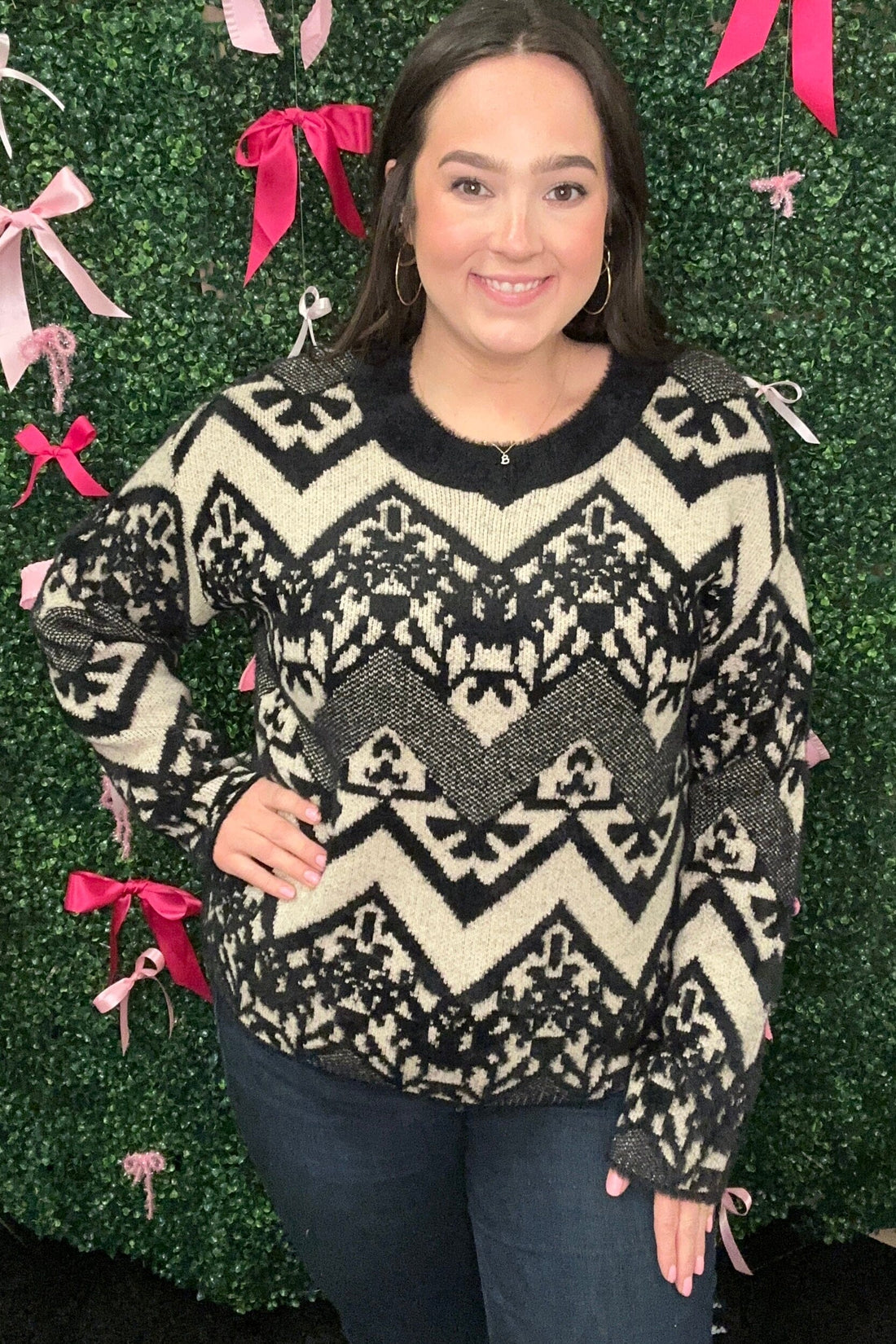 Long Sleeve Crew Neck Sweater MISSY TOP SPECIAL TRIBAL 