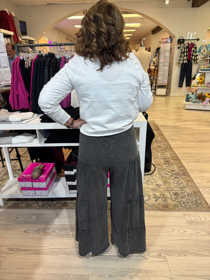 Mineral Washed Tiered Flowy Pants BOTTOMS EASEL 