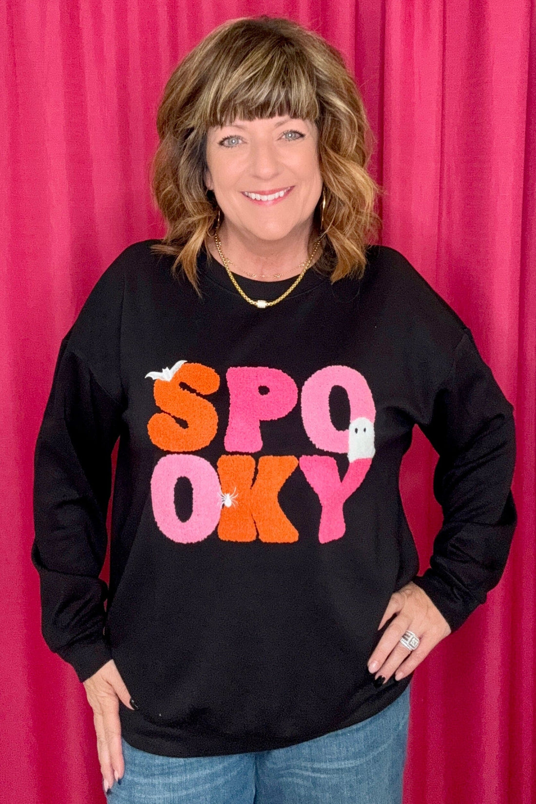 Long Sleeve Spooky Vibes Pullover JRTOP CASUAL TOP JESS LEA 