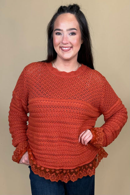 Lace Detail Sweater JRTOP CASUAL TOP:~~Unassigned~~ EASEL 
