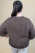 Confetti Quilted 3/4 Sleeve Pullover JRTOP CASUAL TOP:~~Unassigned~~ UMGEE 