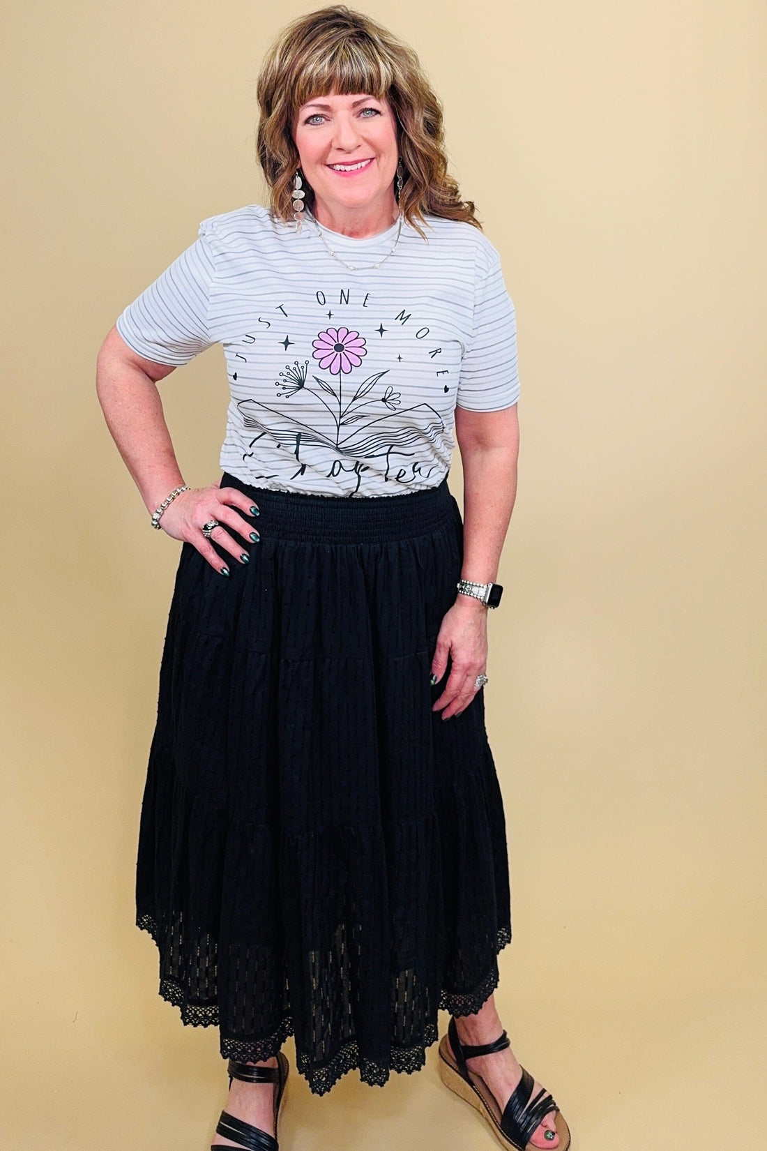 Striped T-Shirt w/One More Chapter MISSY BASIC KNIT ENVEE MEE 