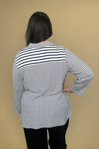 Crinkle Crepe Button Down Top w/Collar MISSY TOP SPECIAL HABITAT 