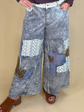 Patchwork Woven Wide Leg Pants BOTTOMS:~~Unassigned~~ POL CLOTHING 