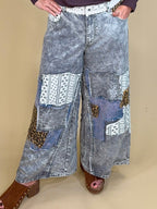 Patchwork Woven Wide Leg Pants BOTTOMS:~~Unassigned~~ POL CLOTHING 
