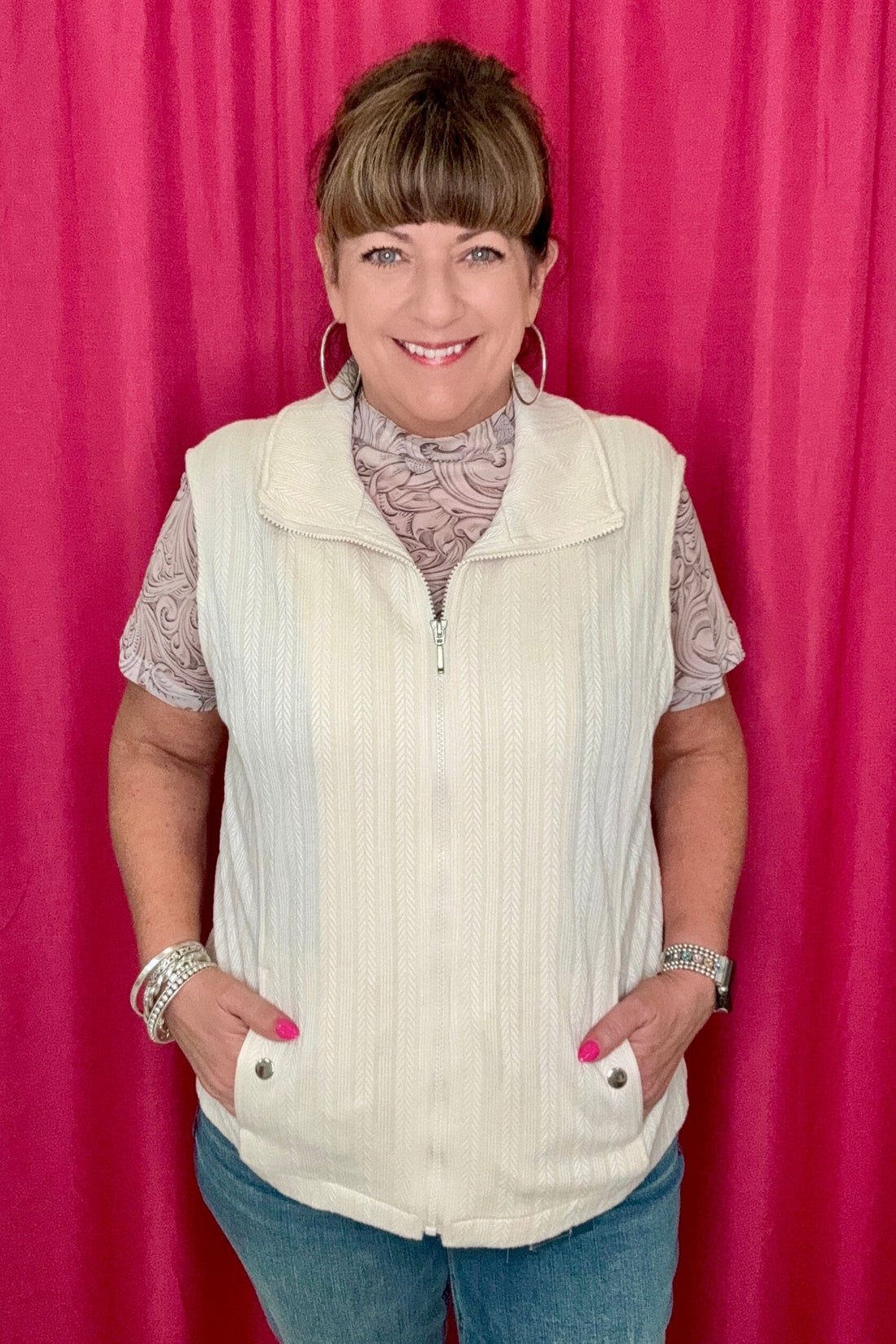 Zip Down Vest w/Pockets OUTFIT COMPLETER SOUTHERN LADY 