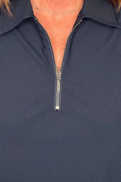 Long Sleeve Collared Zip Front Knit Shirt MISSY TOP SPECIAL LIVERPOOL 