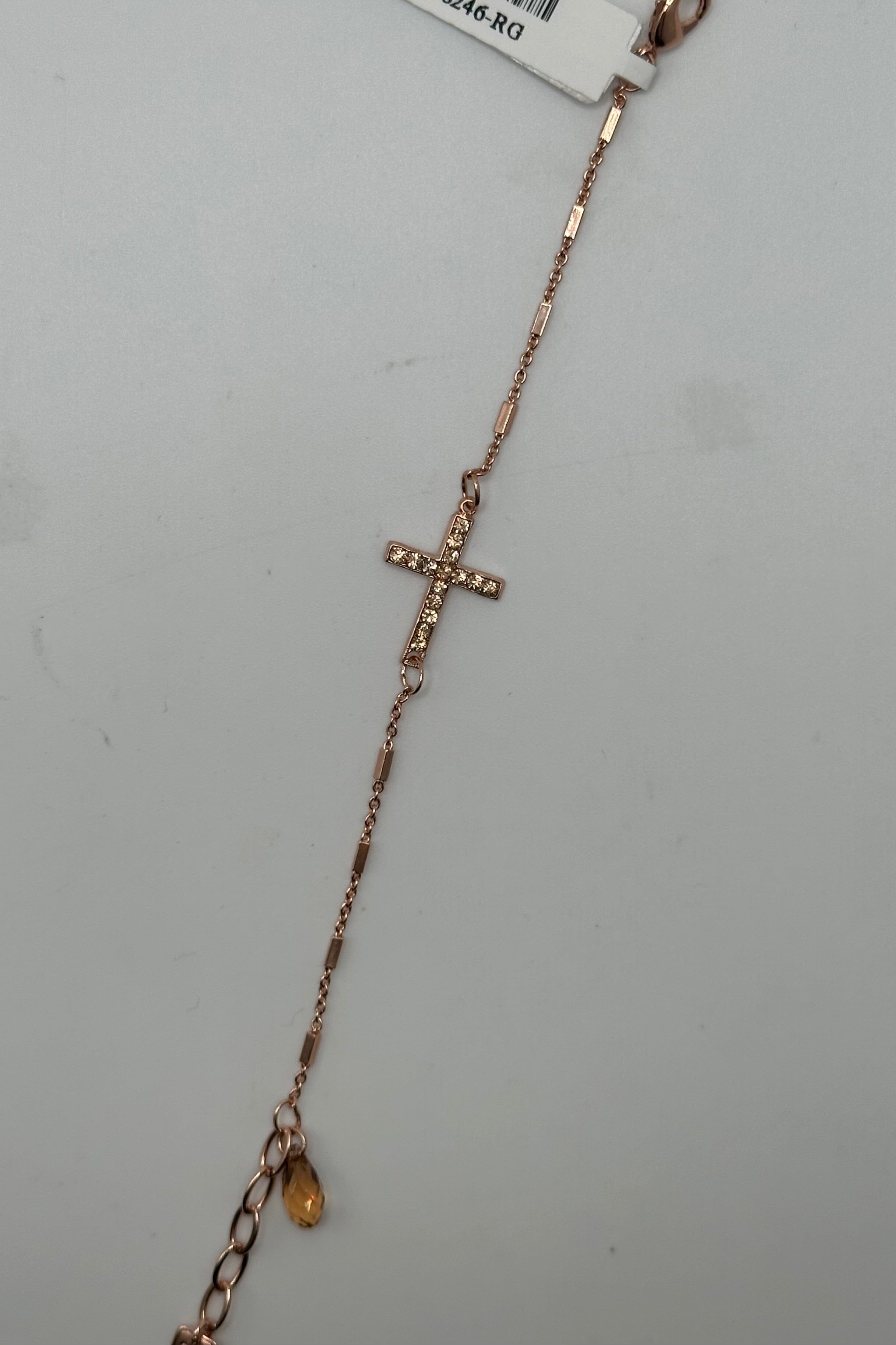 Petite Cross Chain Bracelet in "Light Colorado Topaz" - Rose Gold BETTERBRANDJEWELRY MICHALSMARIANA 