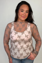 Lace Layering Top - Mocha MISSY BASIC KNIT:~~Unassigned~~ ZENANA 