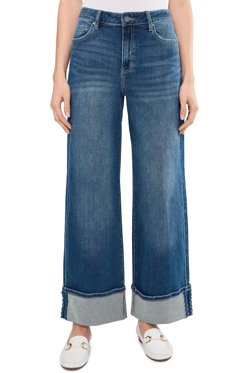Morgan Cuffed Crop Wide Leg w/Trim 30" Inseam JEANS LIVERPOOL 