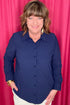 Long Sleeve Button Down Shirt MISSY TOP SPECIAL LIVERPOOL NAVY L 