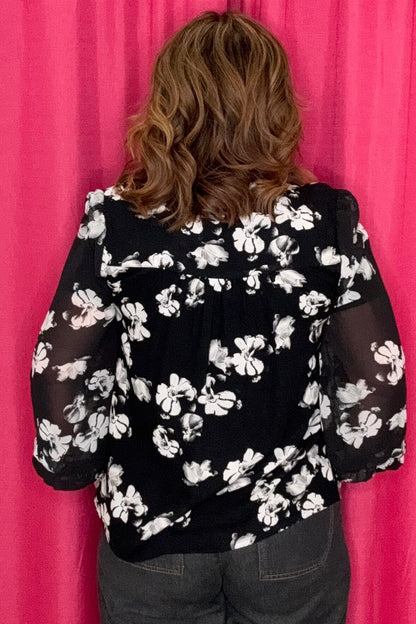 Long Sleeve Popover Shirred Woven Blouse MISSY TOP SPECIAL LIVERPOOL 