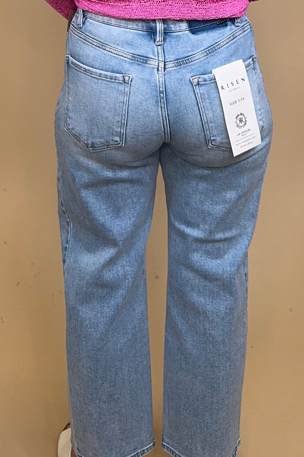 High Rise Crop Barrel Adjustable Waistband Jeans JEANS RISEN 